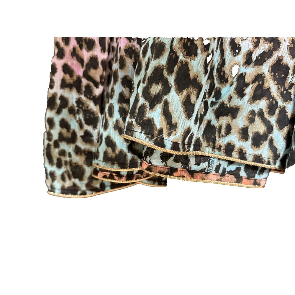 Juliet Dunn Leopard Print Maxi Dress One Size Multicolor Boho Resort Coverup - Picture 10 of 12